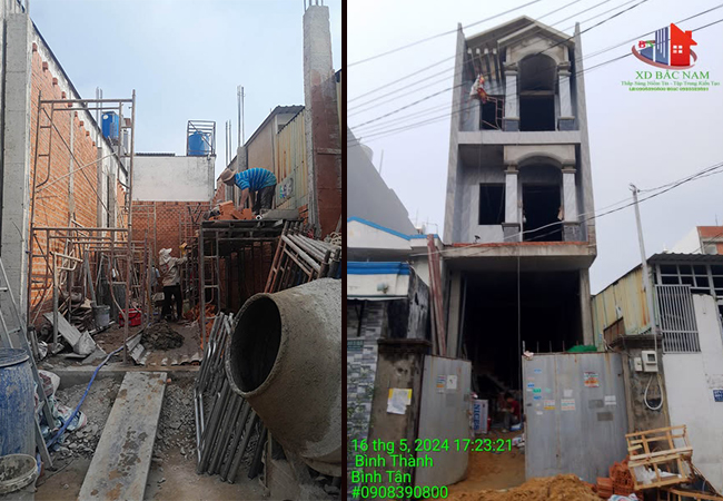 chi phí xây nhà phố 1 trệt 3 lầu năm 2026 tại TP HCM
