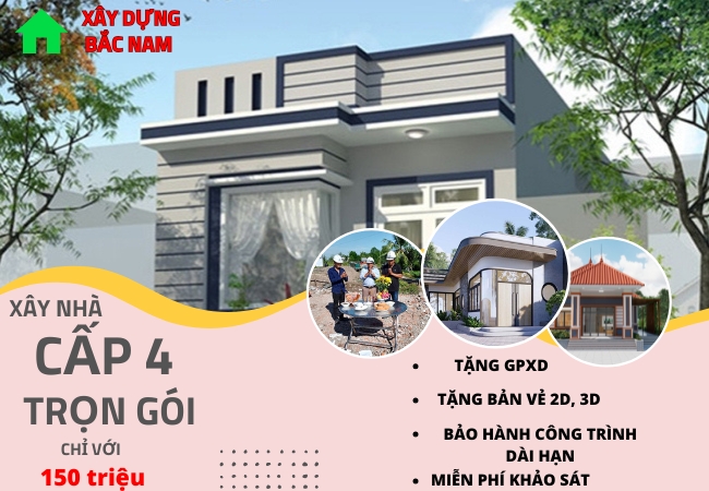 Xây Nhà Cấp 4 Khoảng 150 Triệu Ở Nông Thôn Đẹp Giá Rẻ 