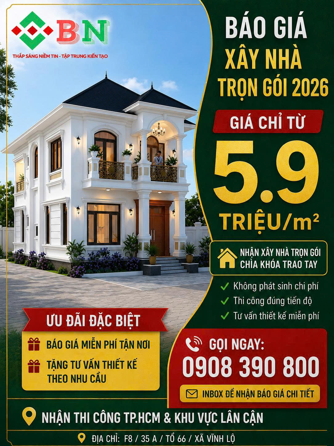Báo Giá Xây Nhà Năm 2026 Tại Long An Mới Nhất 